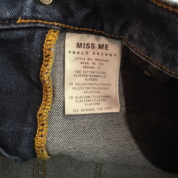 MISS ME WANDER LUST ANKLE SKINNY JEANs Size 26 Blue Ankle Embroidered - Picture 12 of 12